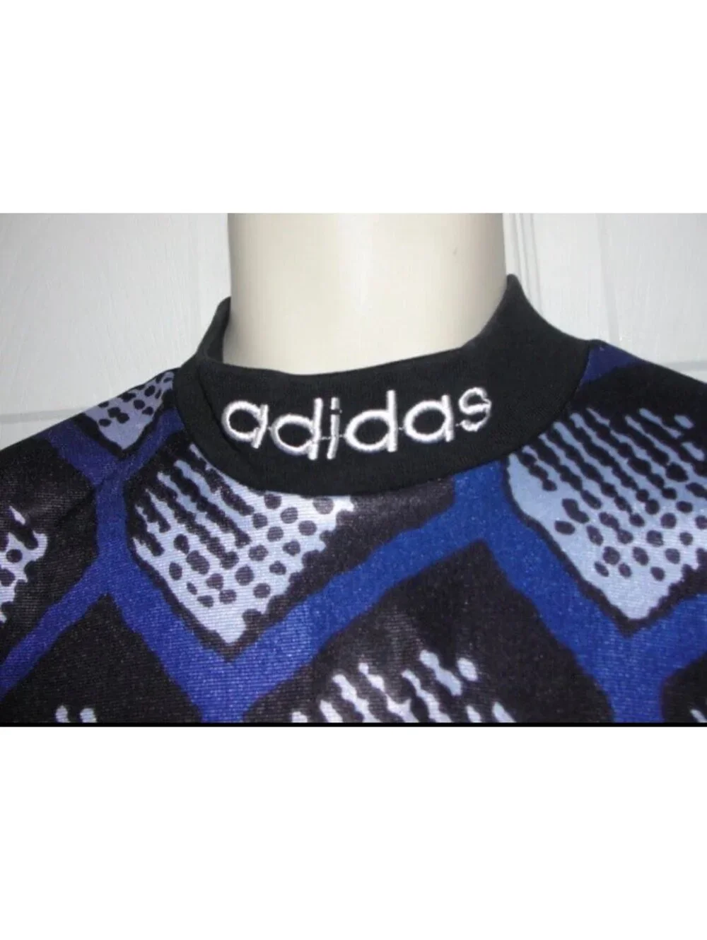 Adidas Long Sleeve Athletic Soccer Goalie Jersey Top Men's Blue Black 90’s Y2K